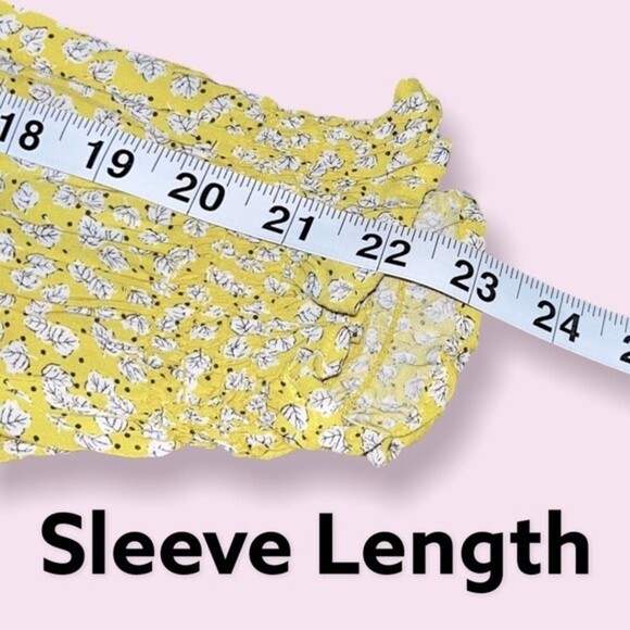 Cynthia Rowley Fall Leaves Patterned Blouse Yellow Long Sleeve V-Neck Womens XL - Picture 7 of 10